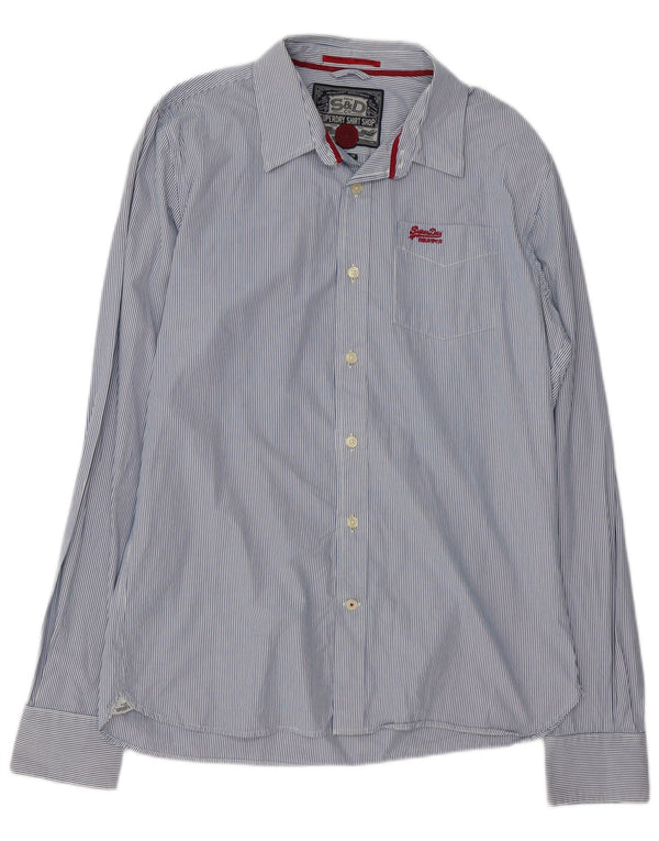 Superdry herreskjorte 2XL blå nålestribet bomuld
