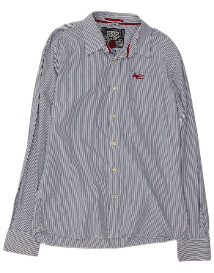 Superdry herreskjorte 2XL blå nålestribet bomuld