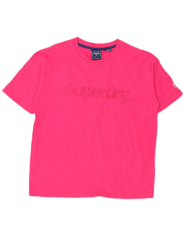 Superdry kortærmet grafisk T-shirttop til kvinder UK 8 Lille Pink Polyester