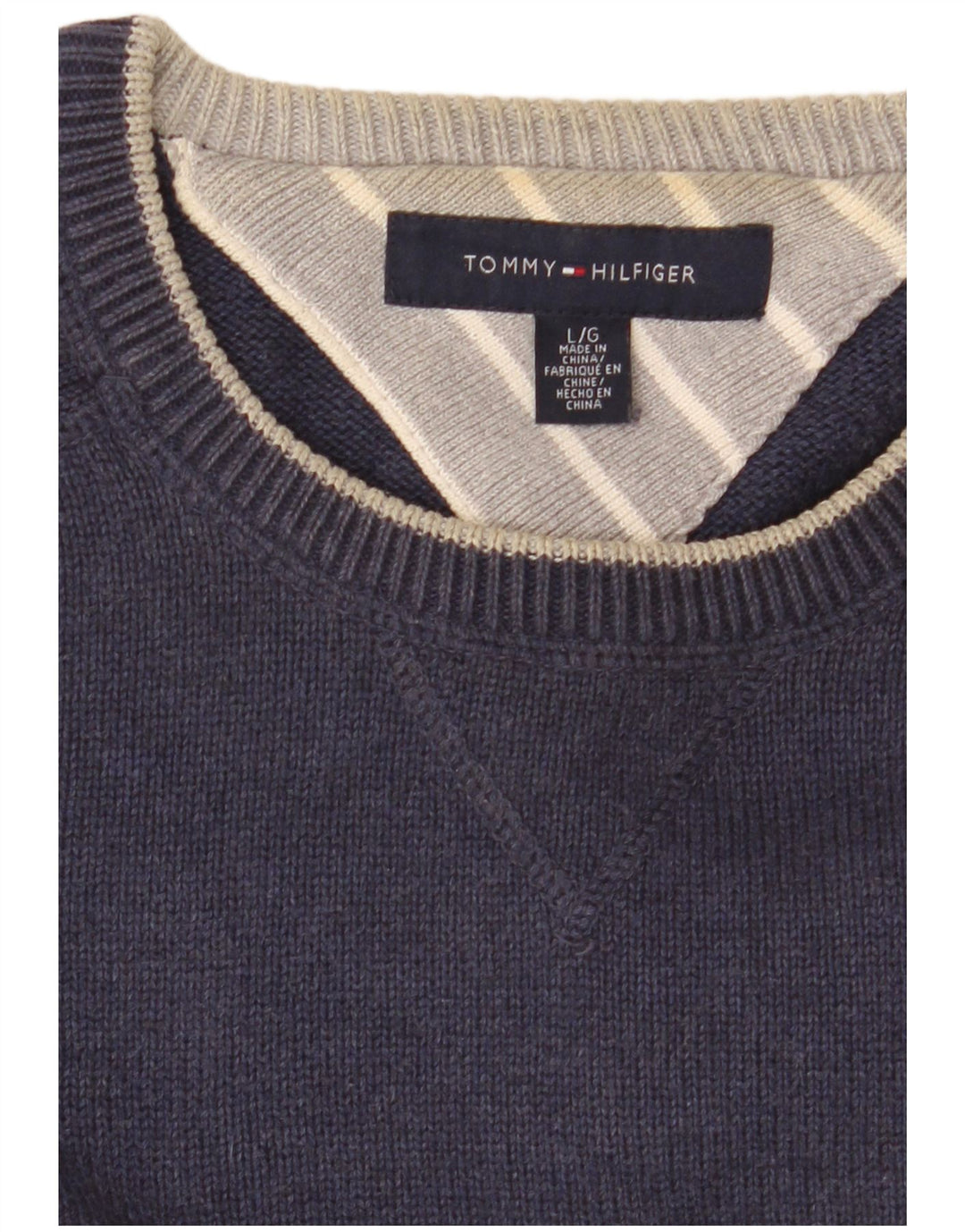 Tommy Hilfiger Herre Crew Neck Jumper Sweater Large Navy Blue Classic