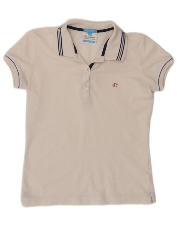 Champion Womens Heritage Fit Polo Shirt UK 10 Small Whitestribet