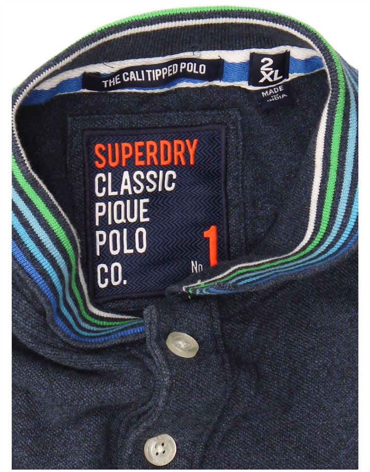 SUPERDRY Grafisk poloshirt til mænd 2XL marineblå