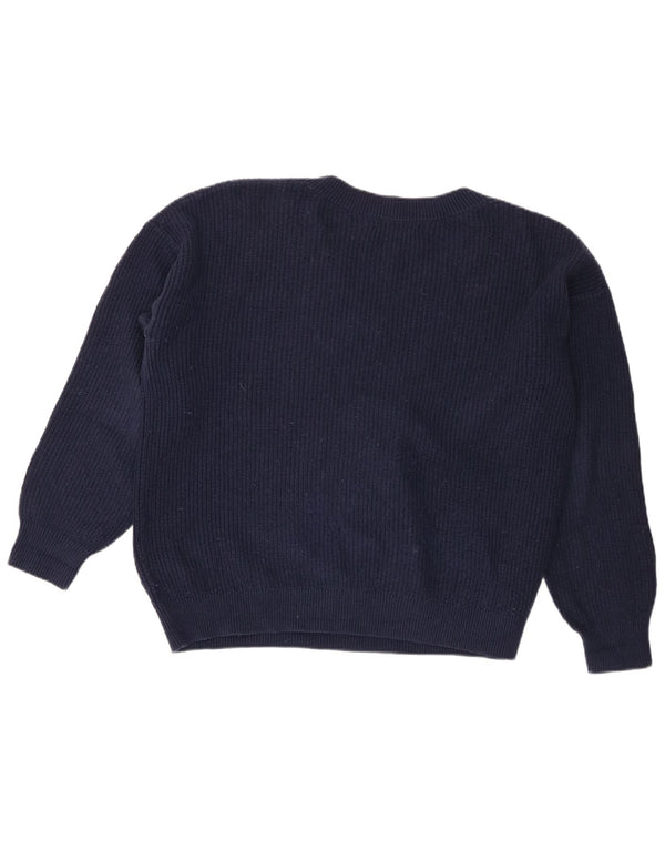 Marks & Spencer Dame Crop V-hals sweater UK 14 Medium Navy Blue