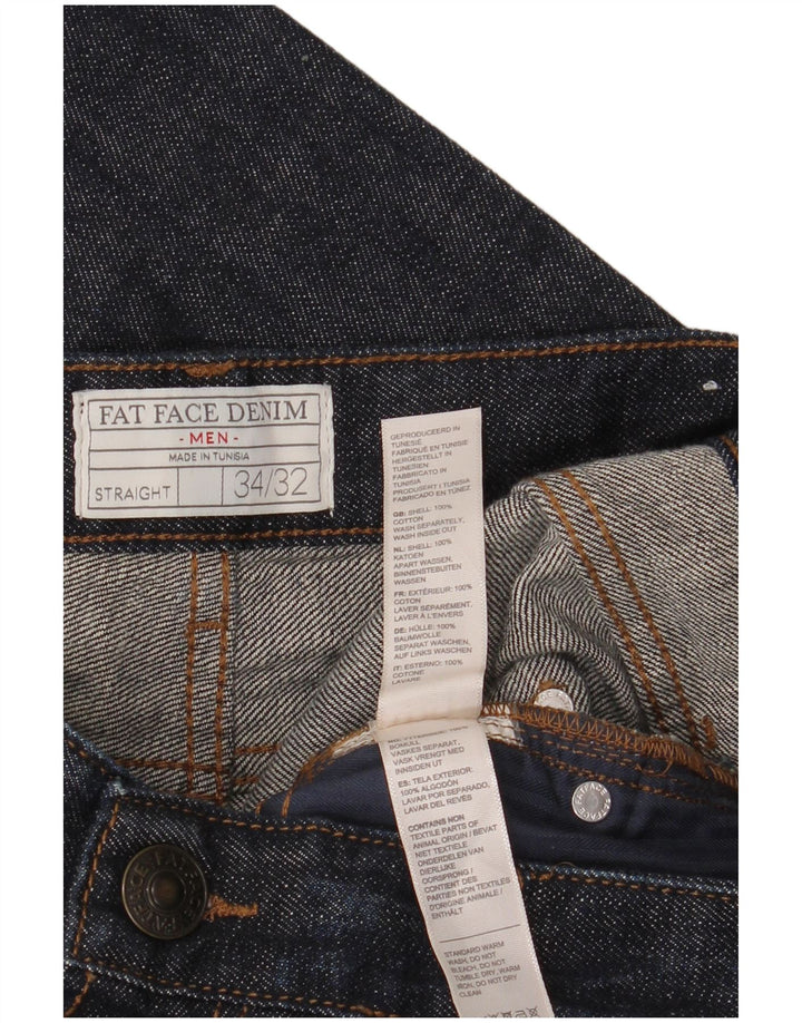 Fat Face Herre Straight Jeans W34 L32 Blå Bomuld