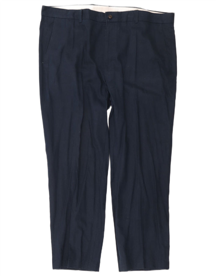 Marks & Spencer Herre Regular Chino Bukser W40 L31 Navy Blue Linen