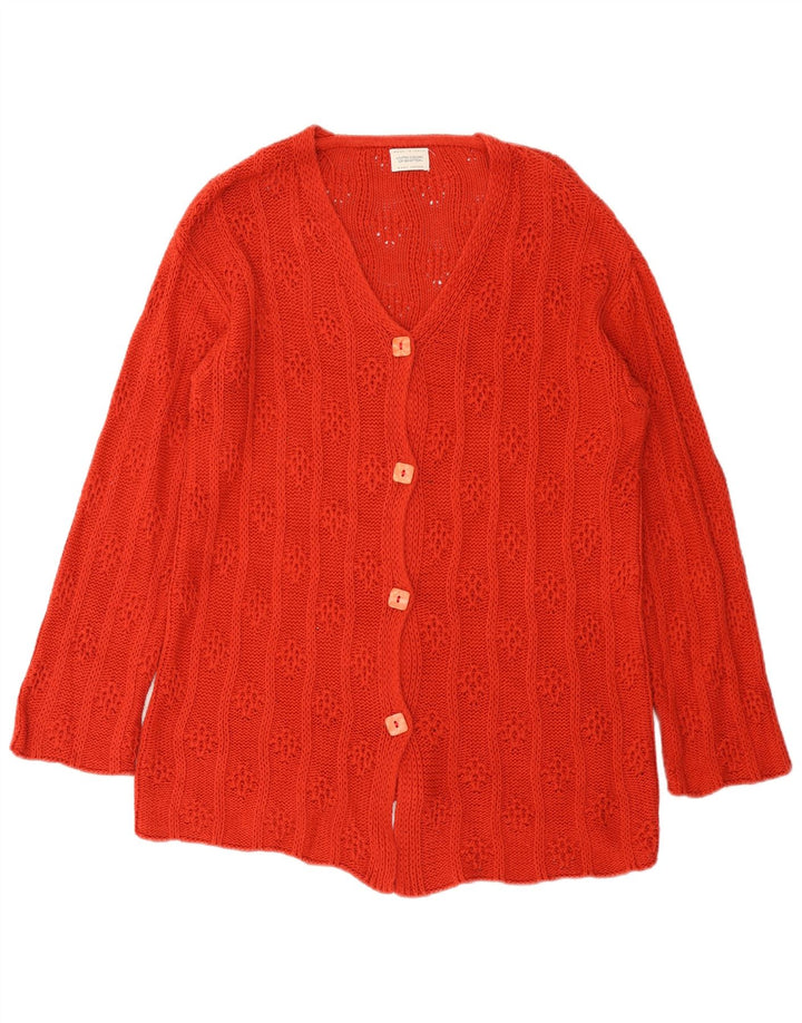 Benetton Kvinder Oversized Cardigan Sweater UK 10 Lille Rød Bomuld