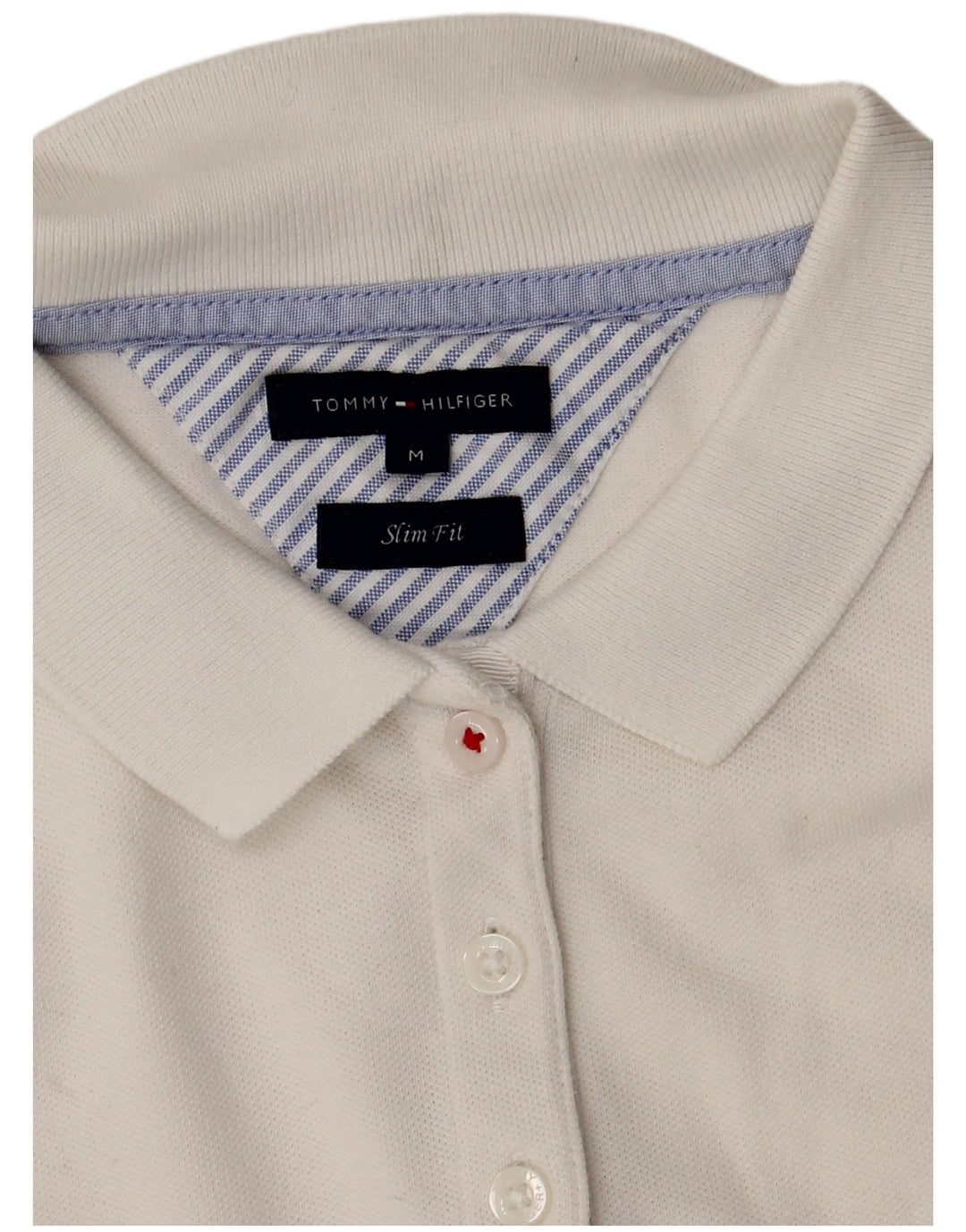 Tommy Hilfiger Dame Slim Fit Polo Shirt UK 12 Medium White