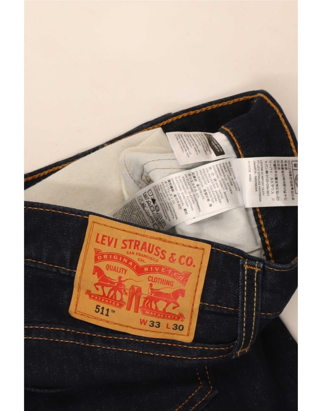 Levi's Herre 511 Slim Jeans W33 L30 Marineblå Bomuld