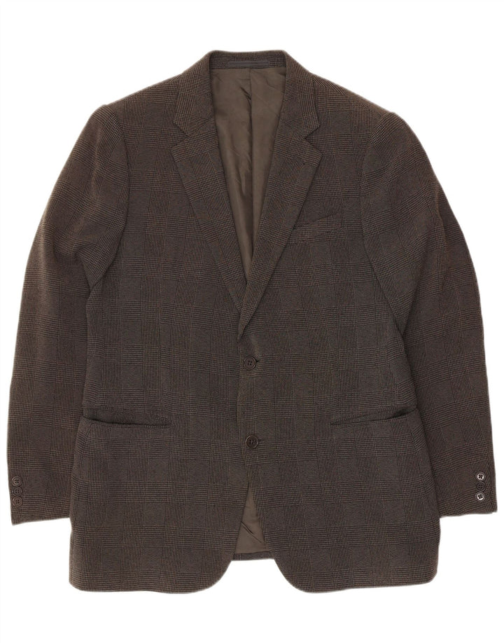 Armani Herre 2-knaps blazerjakke IT 52 Large Grå Houndstooth Polyester