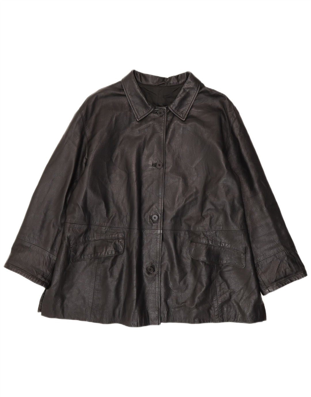 Vintage dame læderjakke IT 56 3XL sort læder