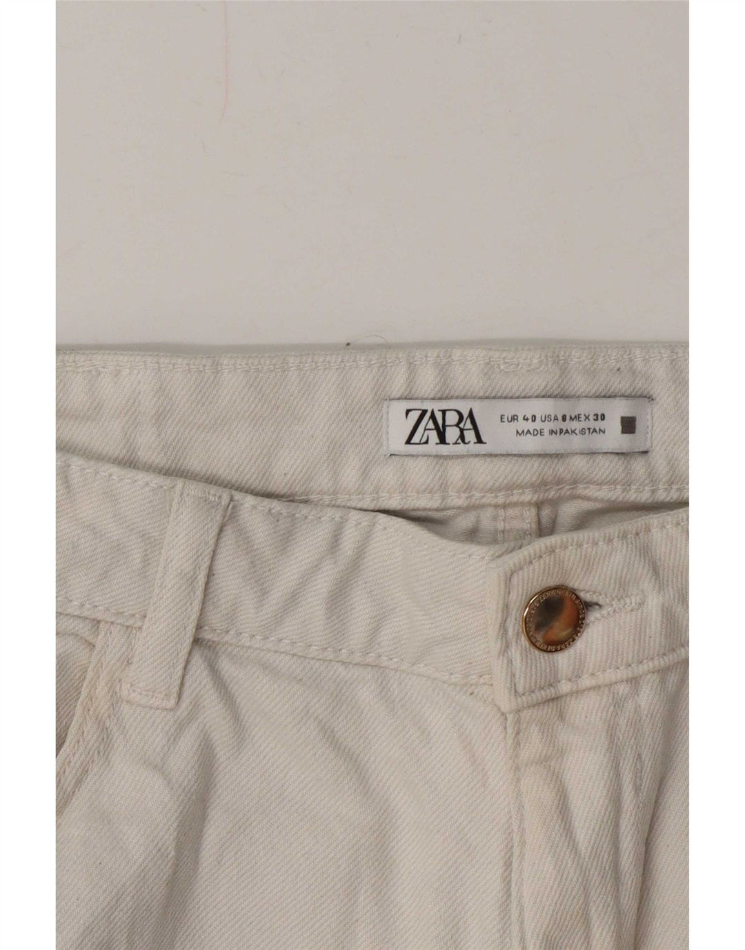 Zara Straight Jeans til kvinder EU 40 Medium W30 L26 Off White