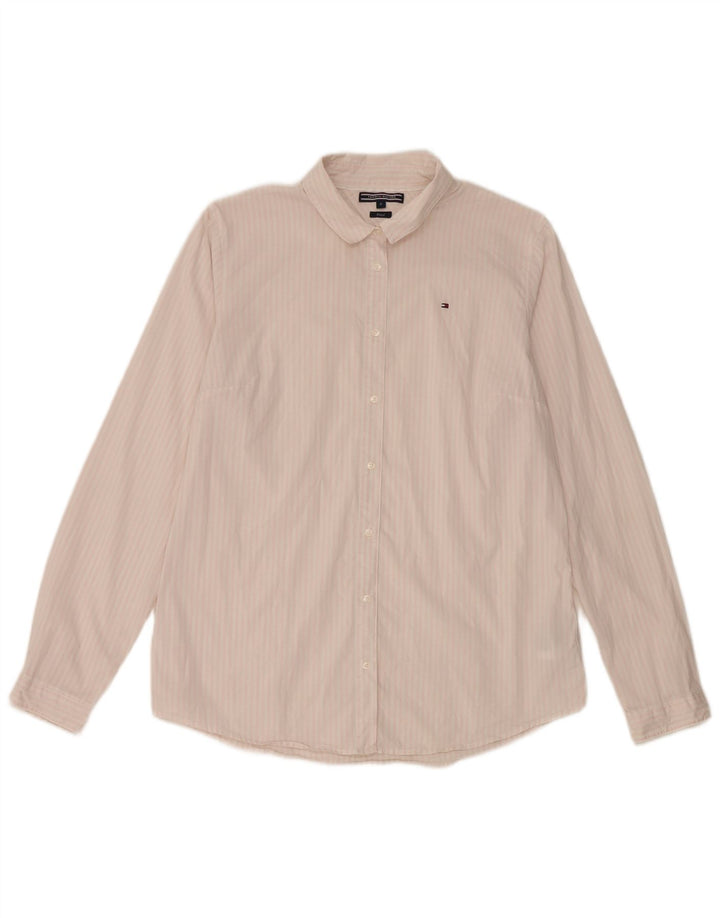 Tommy Hilfiger dameskjorte US 12 Stor hvid stribet bomuld