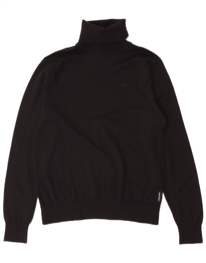 Armani Exchange Herre Roll Neck Jumper Sweater Small Black Virgin Wool