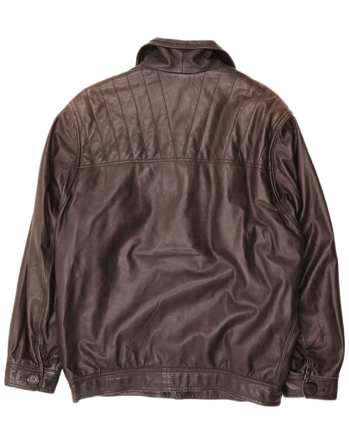 VINTAGE Herre Læderjakke UK 40 Stor Sort Læder