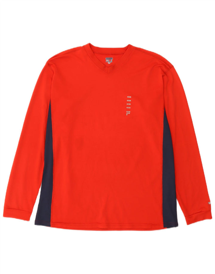 Fila Herre Top Langærmet Stor Rød Colourblock Polyester