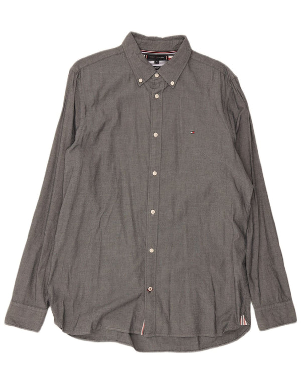 Tommy Hilfiger Herre Slim Fit Shirt XL Grå Bomuld