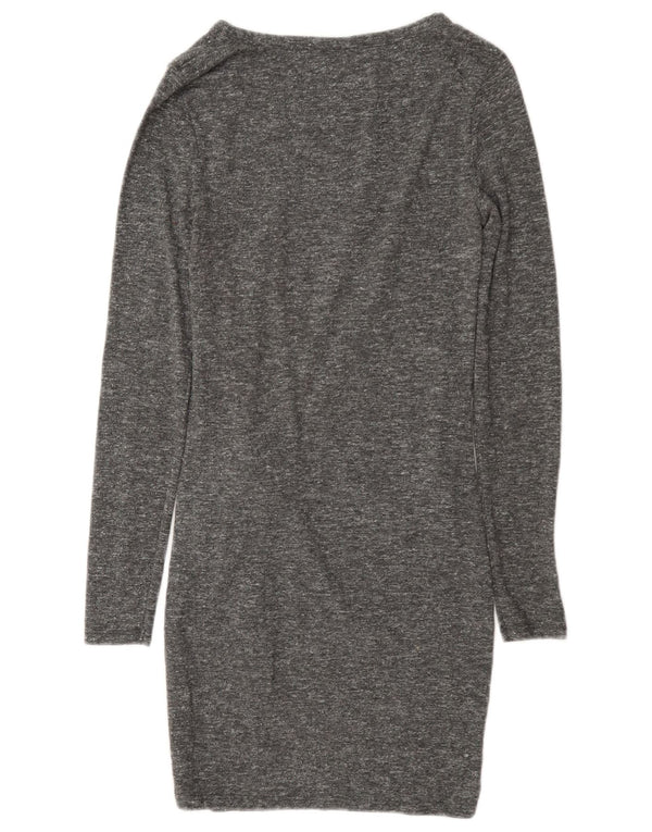 Topshop Dame Langærmet Skede Kjole UK 8 Small Grey Flecked