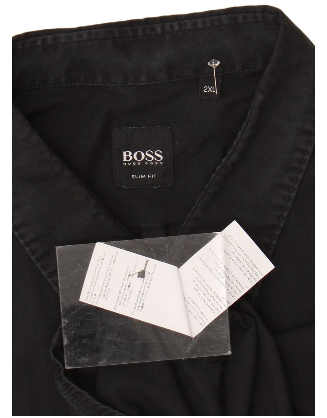 HUGO BOSS Herre Slim Fit skjorte 2XL sort bomuld