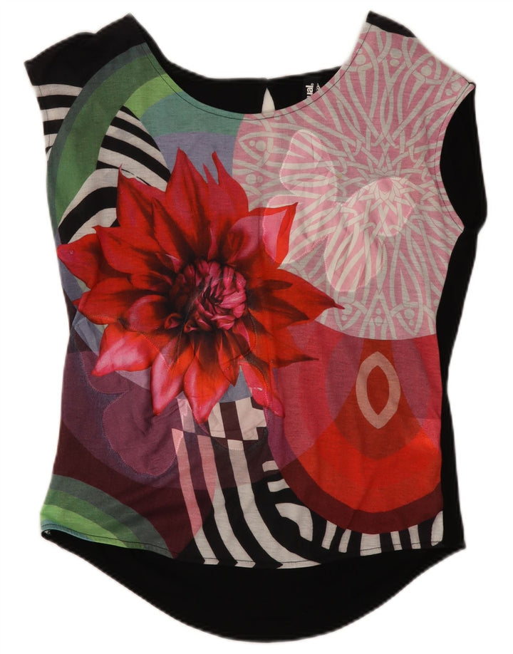 Desigual Dame Grafisk Bluse Top UK 14 Medium Multicolored Floral