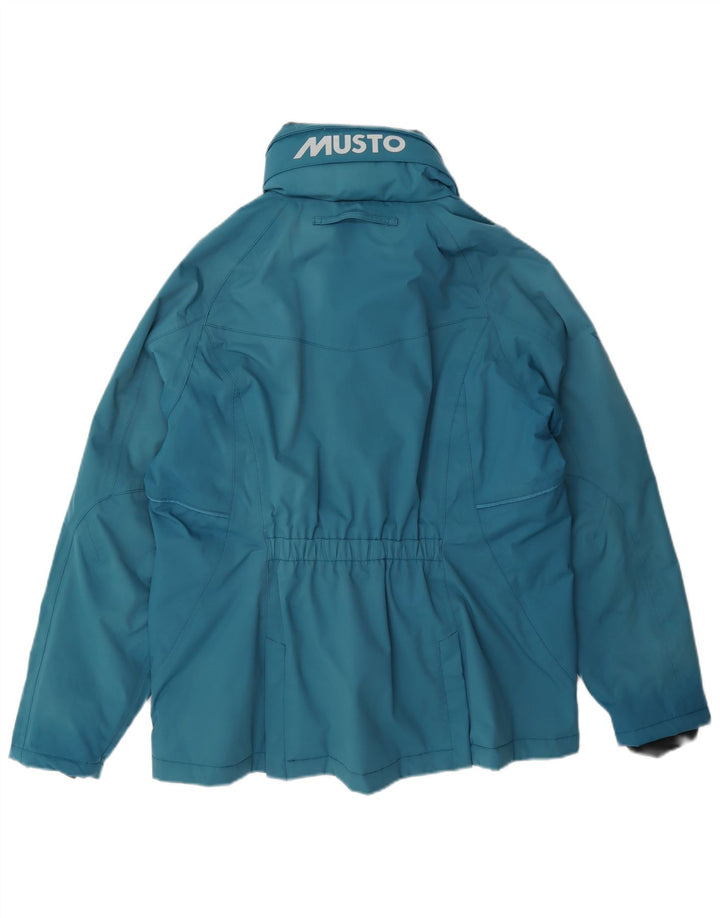 Musto Dame Grafisk Hooded Windbreaker Jacket UK 16 Large Blue Polyamide