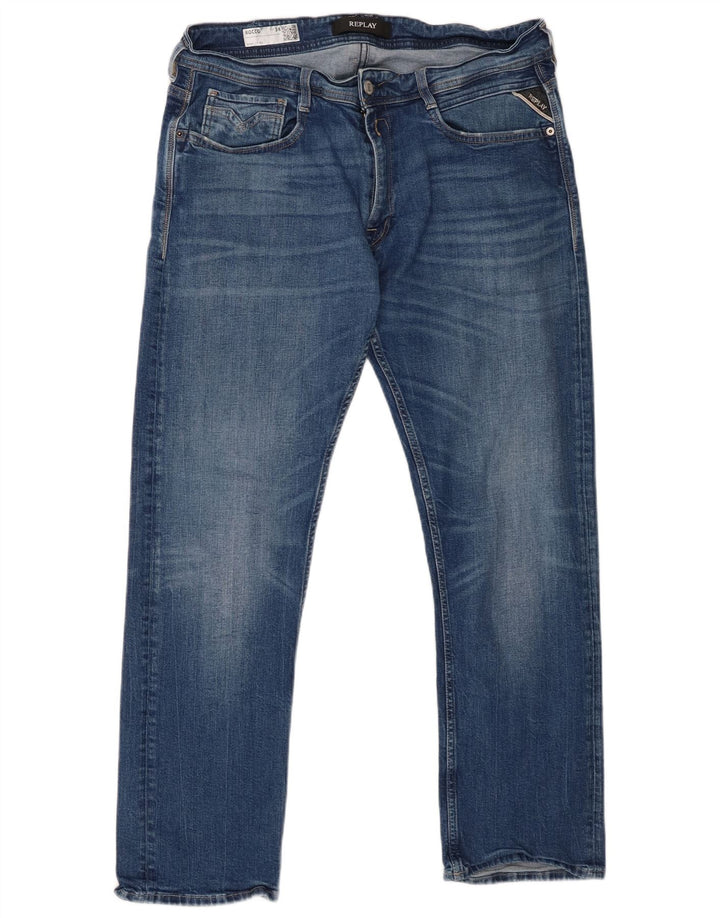 Replay Herre Rocco Slim Jeans W34 L30 Blå Bomuld