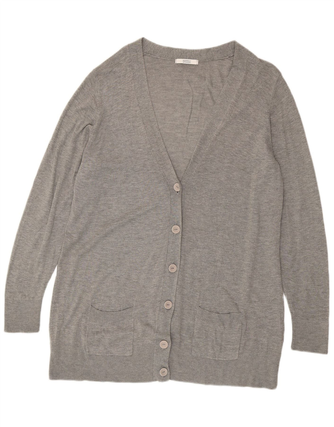 MARKS & SPENCER Dame cardigan sweater UK 22 3XL Grå Akryl