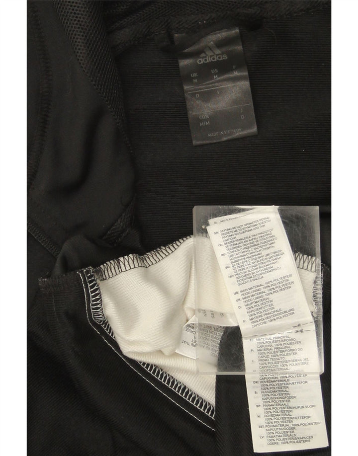 ADIDAS Mens Zip Hoodie Sweater Medium Black Colourblock Polyester Vintage Adidas and Second-Hand Adidas from Messina Hembry 