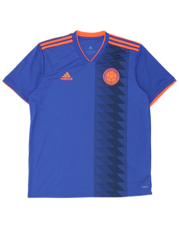 Adidas Herre Climalite Grafisk T-Shirt Top Stor Blå Geometrisk Polyester