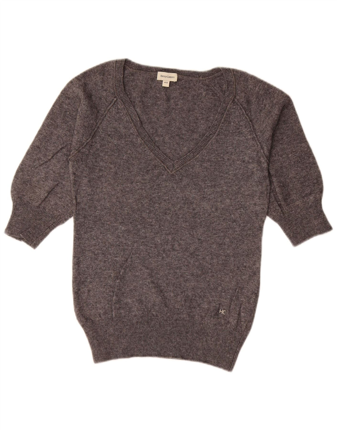 Henry Cottons Dame Kortærmet V-hals Jumper Sweater IT 40 Lille Grå