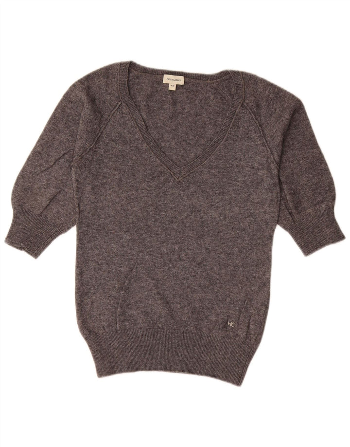 Henry Cottons Dame Kortærmet V-hals Jumper Sweater IT 40 Lille Grå