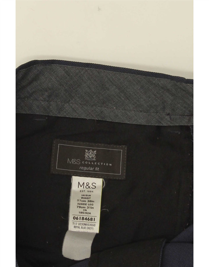 Marks & Spencer Herre Straight Regular Fit Suit Bukser W38 L28 Marineblå