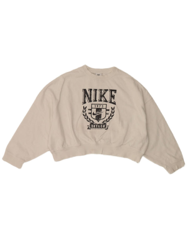 Nike Girls Oregon Crop Oversized Sweatshirt Jumper 12-13 år Stor Hvid