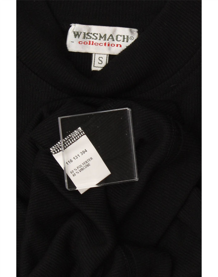 VINTAGE Womens T-Shirt Top UK 10 Small Black Polyester Vintage Vintage and Second-Hand Vintage from Messina Hembry 