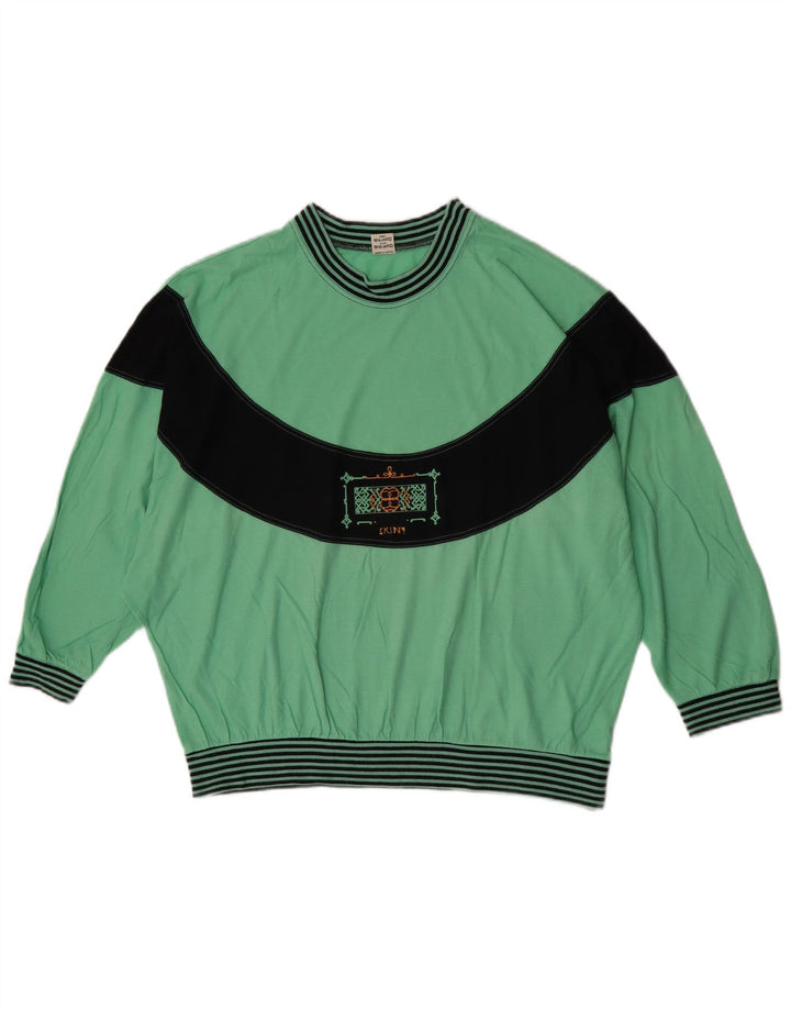 Huber Sweatshirt Jumper EU 40 Medium Grøn Colourblock Retro