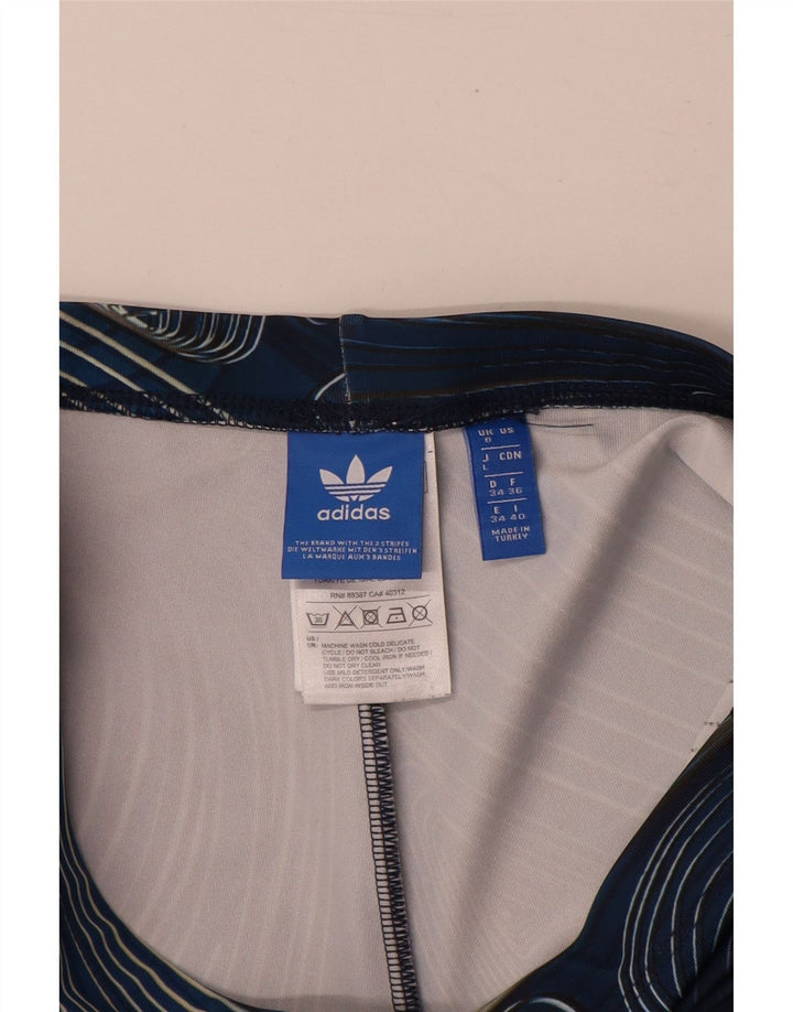 Adidas Dame Leggings med abstrakt mønster UK 8 Small Navy Blue Polyester