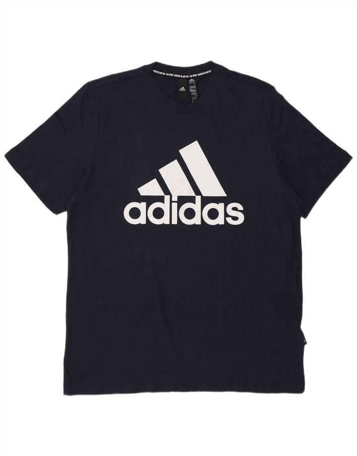 Adidas Herre grafisk T-shirt Top Stor marineblå bomuld