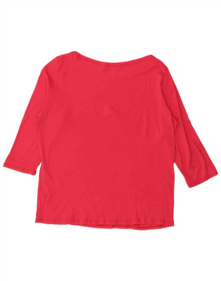 BENETTON Dame Top 3/4 ærmer UK 14 Large Red