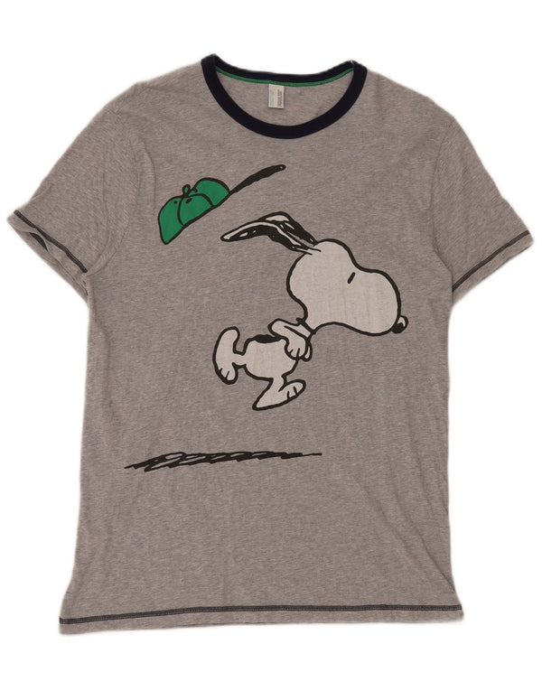 Benetton Herre Peanuts Grafisk T-Shirt Top Medium Grå