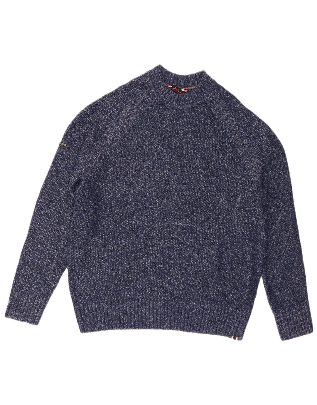 Superdry sweater med rund hals til mænd, medium blå flækket polyester