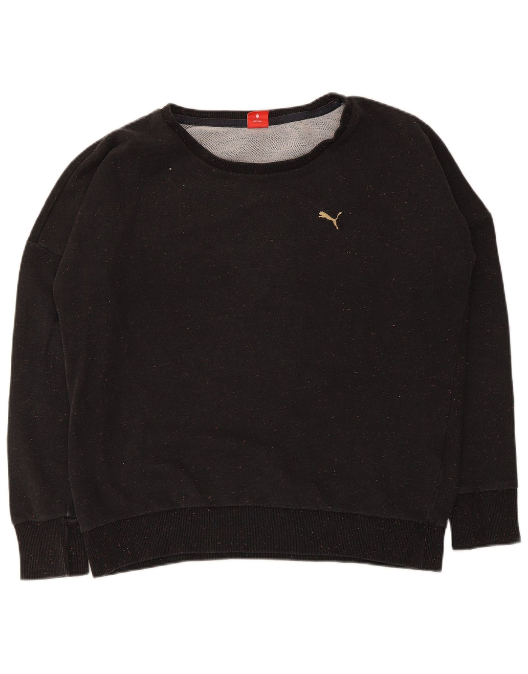 Puma Dame Oversized Sweatshirt Jumper UK 16 Large Black Flecked Bomuld