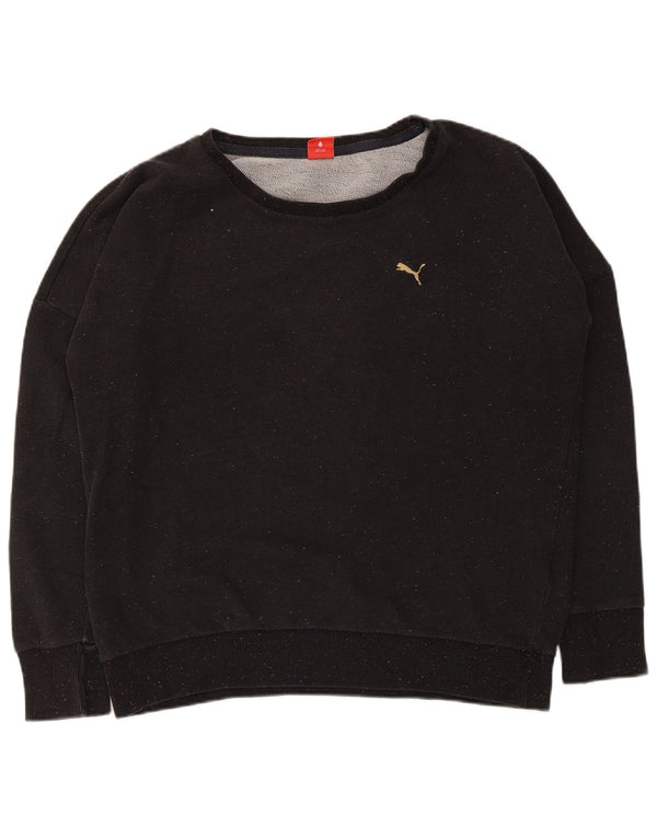Puma Dame Oversized Sweatshirt Jumper UK 16 Large Black Flecked Bomuld