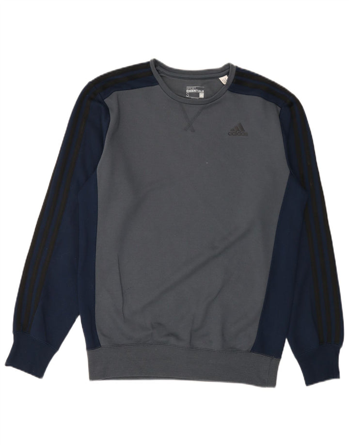 Adidas Herre Climalite Sweatshirt Jumper Small Blue Colourblock Polyester