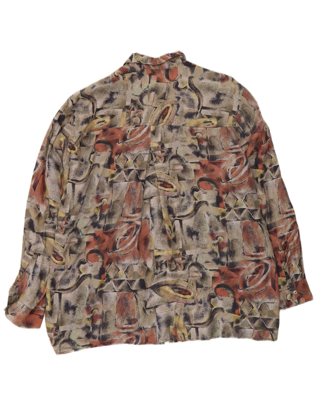 NY HURTIGT skjorte med abstrakt mønster til mænd, størrelse 41/42 Stor flerfarvet silke