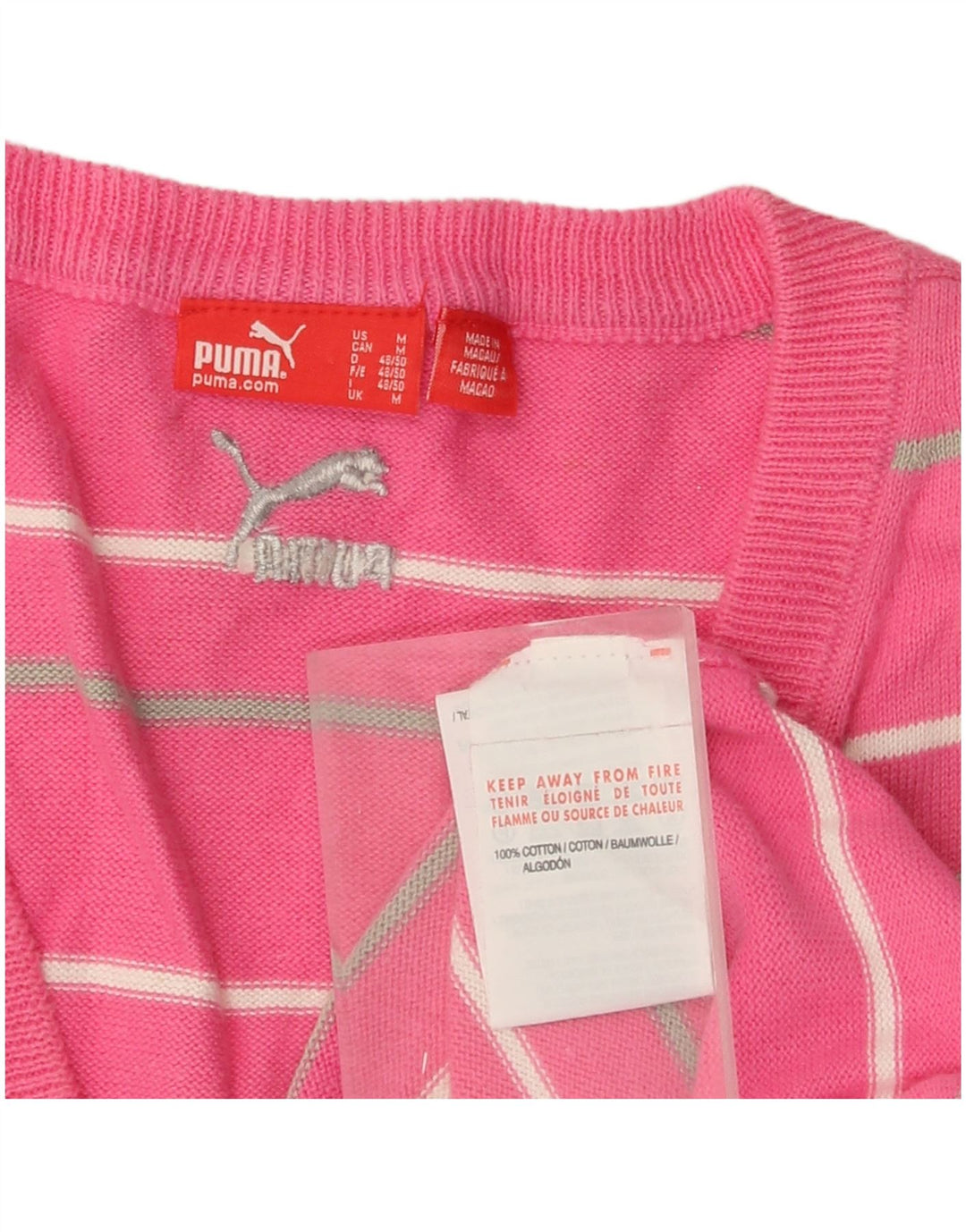 Puma Vest Tank Top Medium Pink Stribet Bomuld