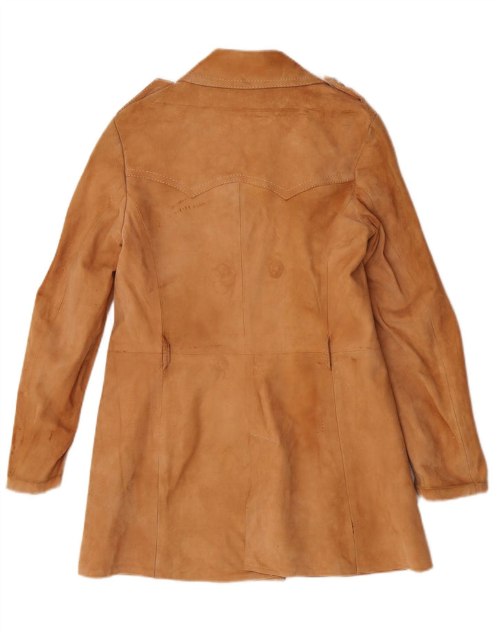 Vintage dame militær ruskind dobbeltradet frakke IT 44 medium brun