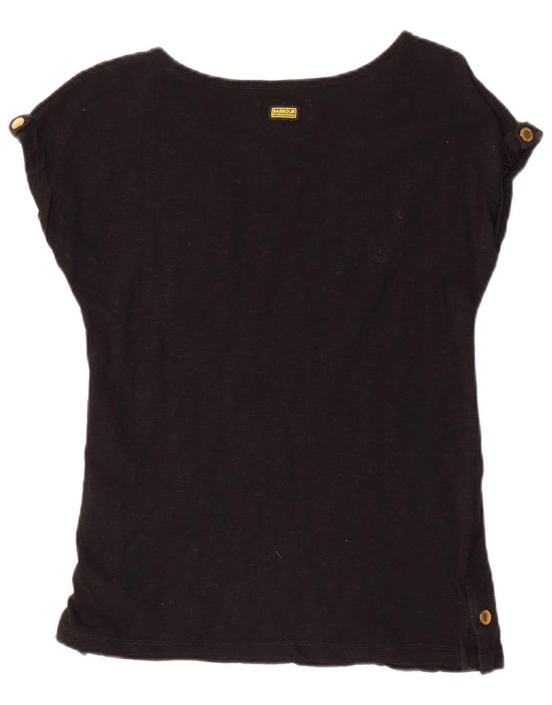 Barbour Dame T-Shirt Top UK 8 Lille Sort Bomuld