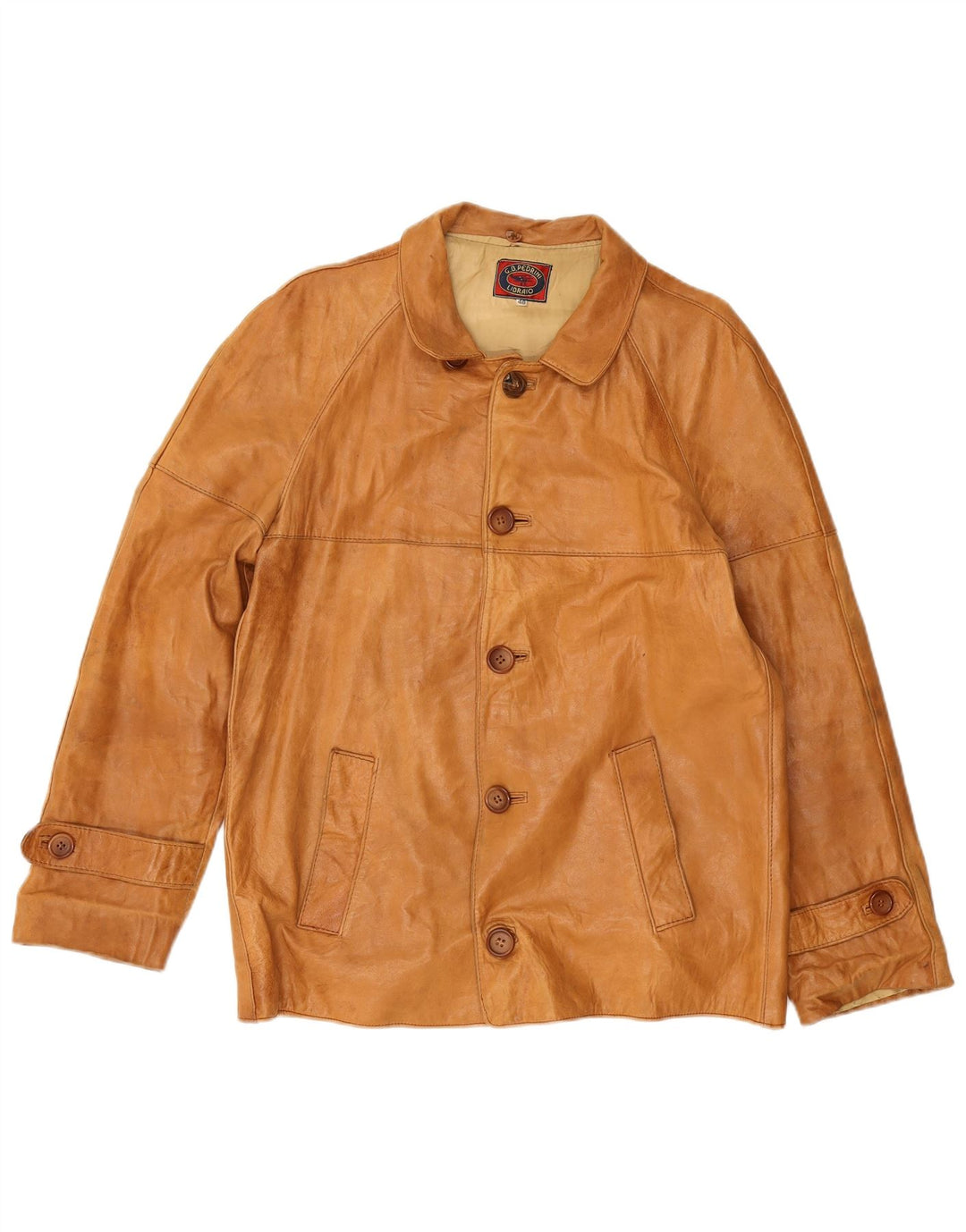 DK.PEDRINI Herre Læderjakke IT 48 Medium Beige Læder