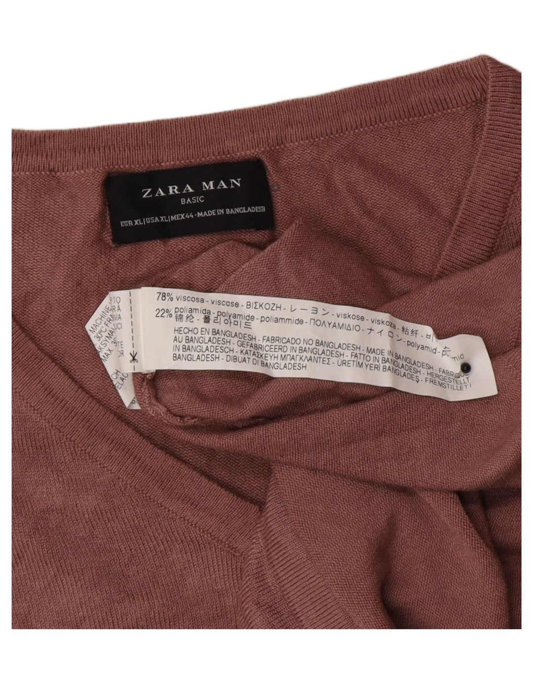 Zara Herre V-hals sweater XL Pink Viscose