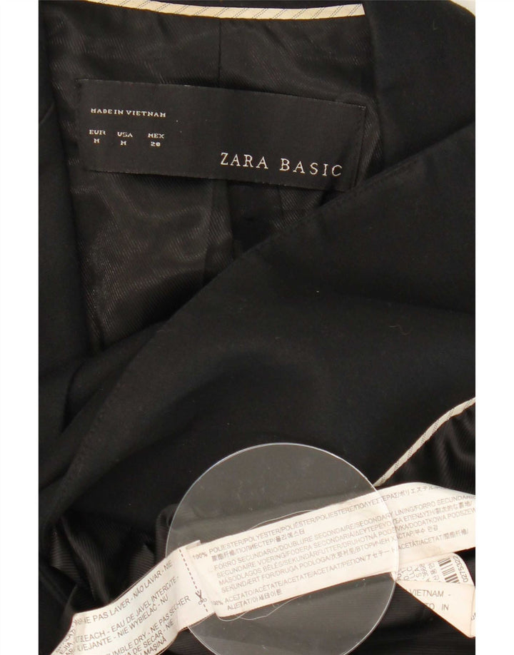 Zara Dame 1 Knap Blazer Jacket UK 12 Medium Sort Polyester