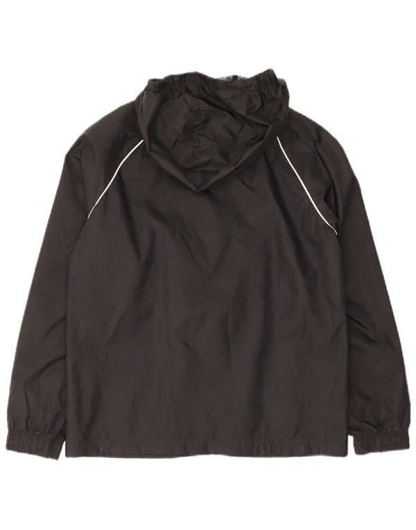 Adidas Boys Hooded Rain Jacket 9-10 Years Black Nylon
